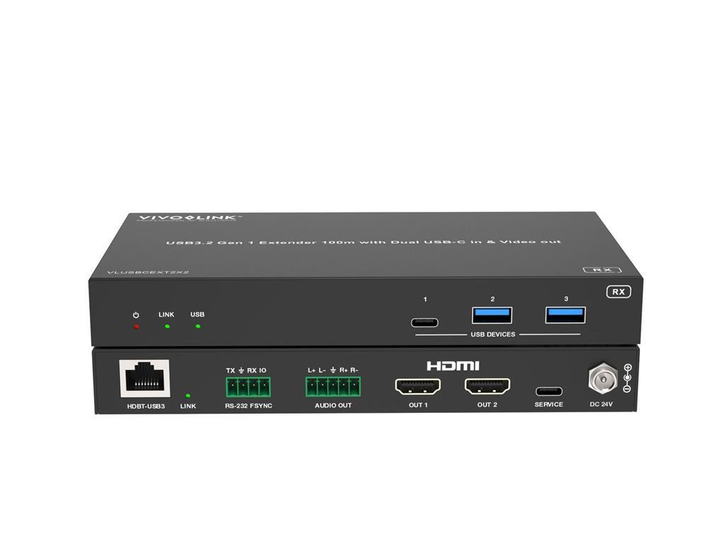 Vivolink KVM podaljševalnik 2x USB-C vhod in HDMI