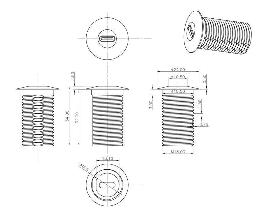 Vivolink USB-C vtičnica za mizo, aluminij